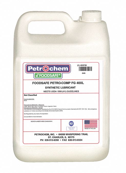Compressor Oil: 1 gal, Jug, 15 SAE Grade, 46 ISO Viscosity Grade, 130 Viscosity Index