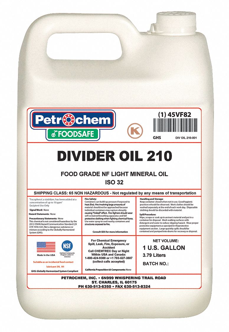 Food Grade Divider Oil 210 1 gal Jug