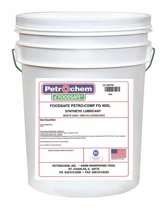 Compressor Oil: 5 gal, Pail, 15 SAE Grade, 46 ISO Viscosity Grade, 130 Viscosity Index