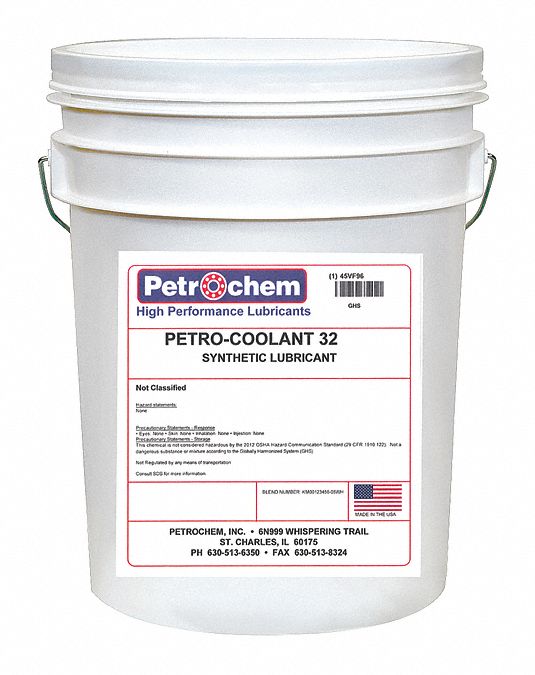Compressor Oil: 5 gal, Pail, 5 SAE Grade, 32 ISO Viscosity Grade, 158 Viscosity Index