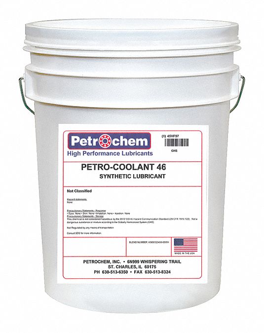 Compressor Oil: 5 gal, Pail, 10 SAE Grade, 46 ISO Viscosity Grade, 155 Viscosity Index