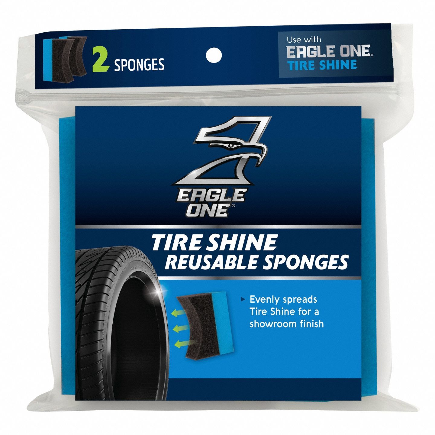 Tire Swipe: Tire Swipe, Foam, Black/Blue, Rubber, 5 in Overall Wd, 2 in Overall Lg