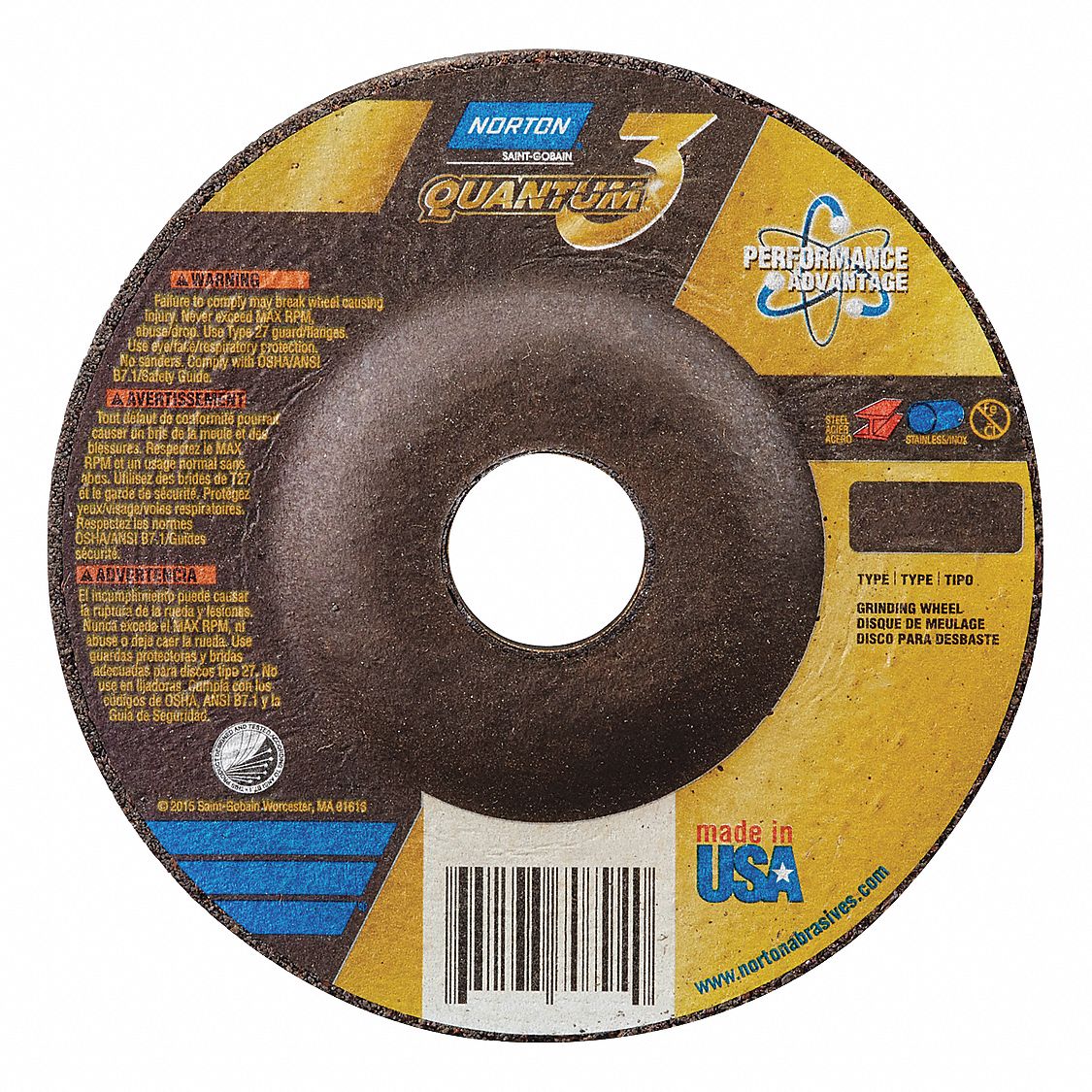 GRINDING WHEEL,T27,9"X7/8",FOUNDRY