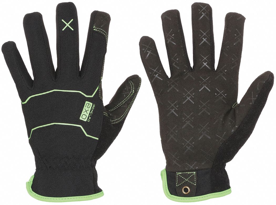 MECHANICS GLOVES, 2XL (11), FULL FINGER, SYNTHETIC LEATHER, BLACK