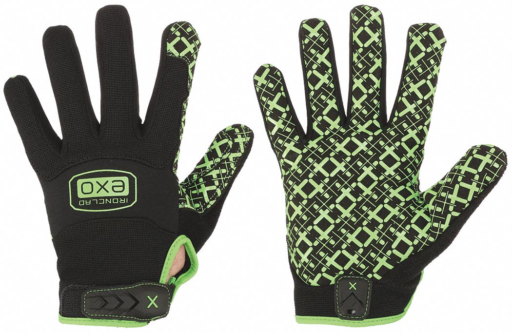 MECHANICS GLOVES, 2XL (11), FULL FINGER, HOOK-AND-LOOP CUFF, BLACK