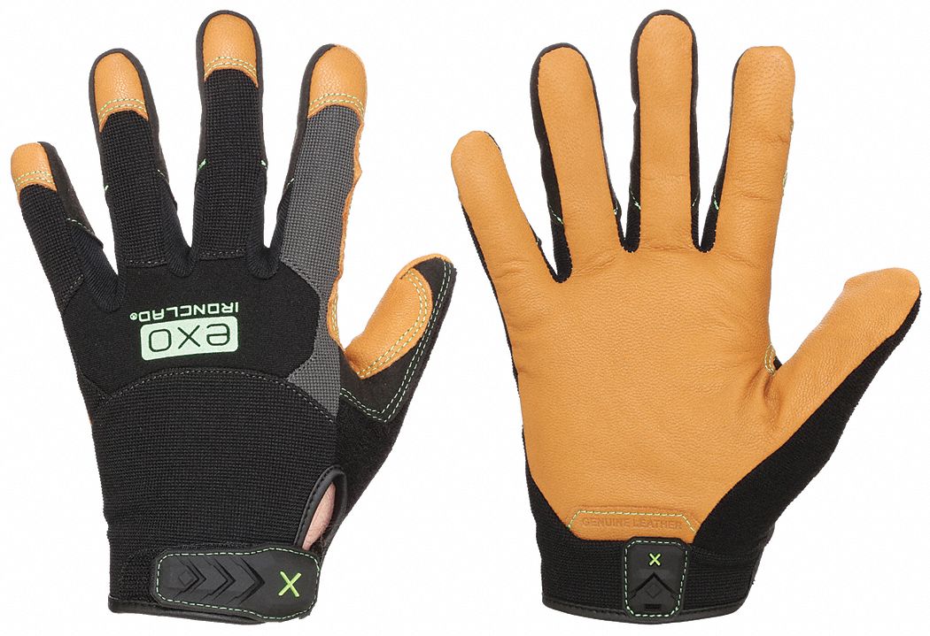MECHANICS GLOVES, S (7), FULL FINGER, GOATSKIN, HOOK-AND-LOOP CUFF