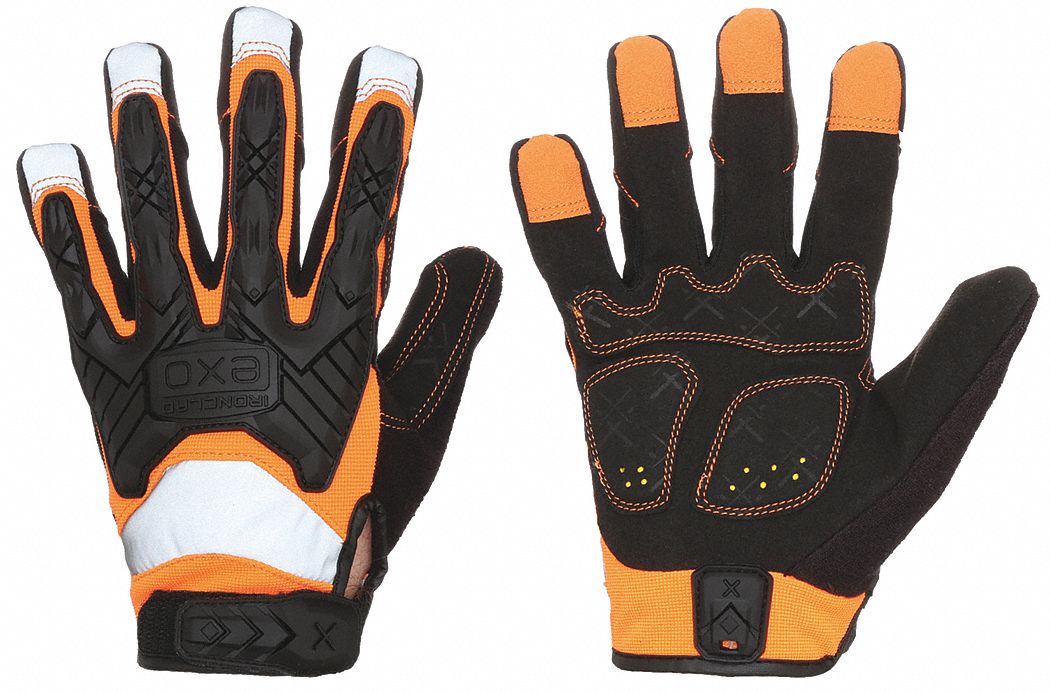 Mechanics Gloves: 2XL ( 11 ), Mechanics Glove, Full Finger, Synthetic Leather, 1 PR