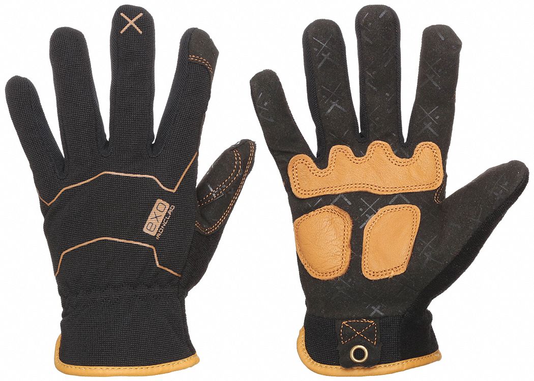MECHANICS GLOVES, XL (10), FULL FINGER, SYNTHETIC LEATHER, BLACK