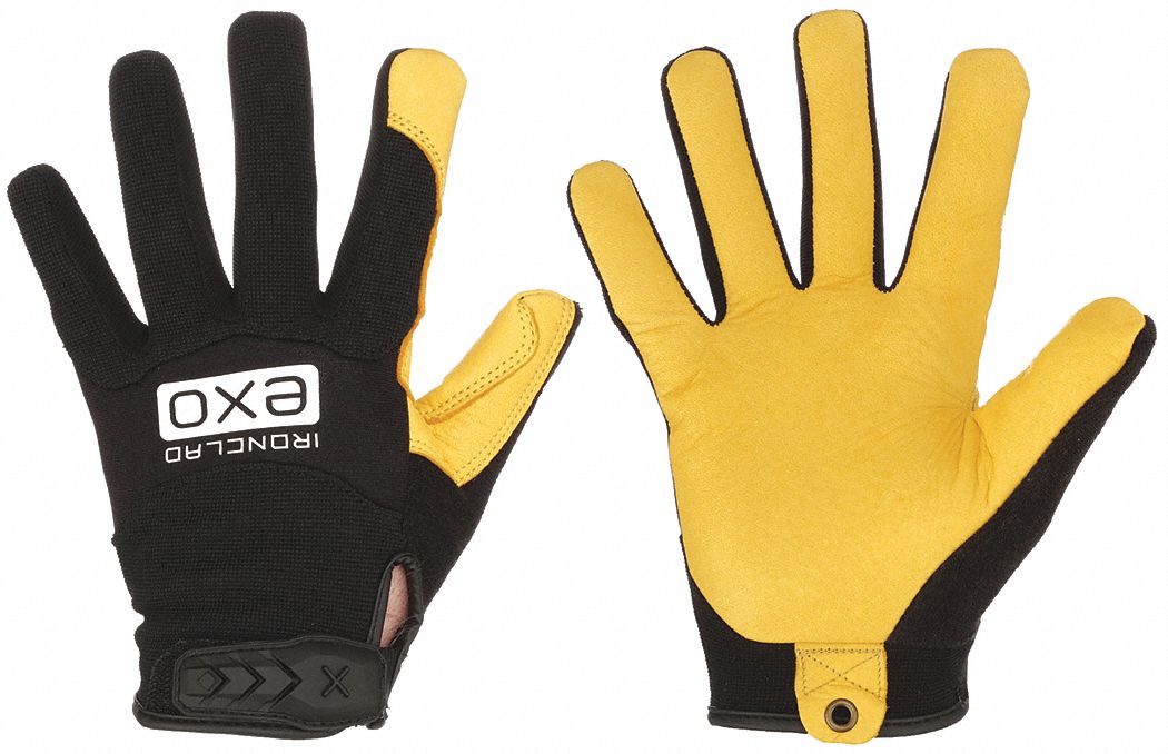 MECHANICS GLOVES, XL (10), FULL FINGER, DEERSKIN, HOOK-AND-LOOP CUFF