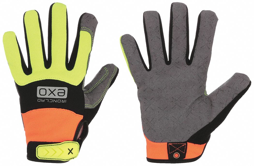 MECHANICS GLOVES, XL (10), FULL FINGER, SYNTHETIC LEATHER, ORANGE