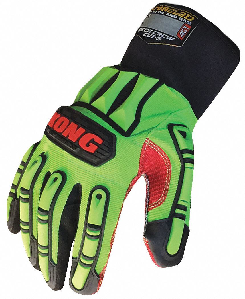Mechanics Gloves: L ( 9 ), Riggers Glove, Synthetic Leather, ANSI Cut Level A4, Palm Side, 1 PR