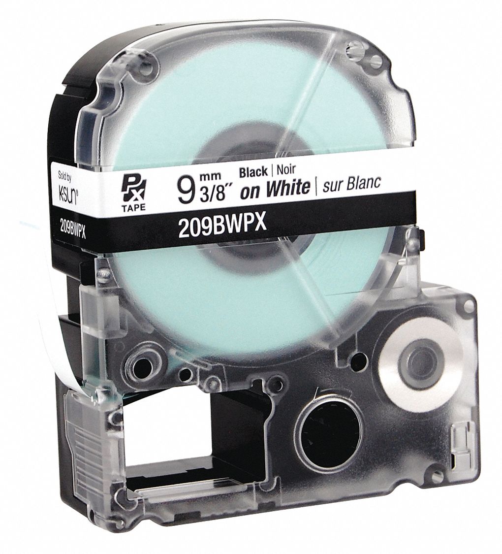 Combined Label and Ribbon Cartridge: 3/8 in x 30 ft, PET, White (Gloss), Indoor/Outdoor