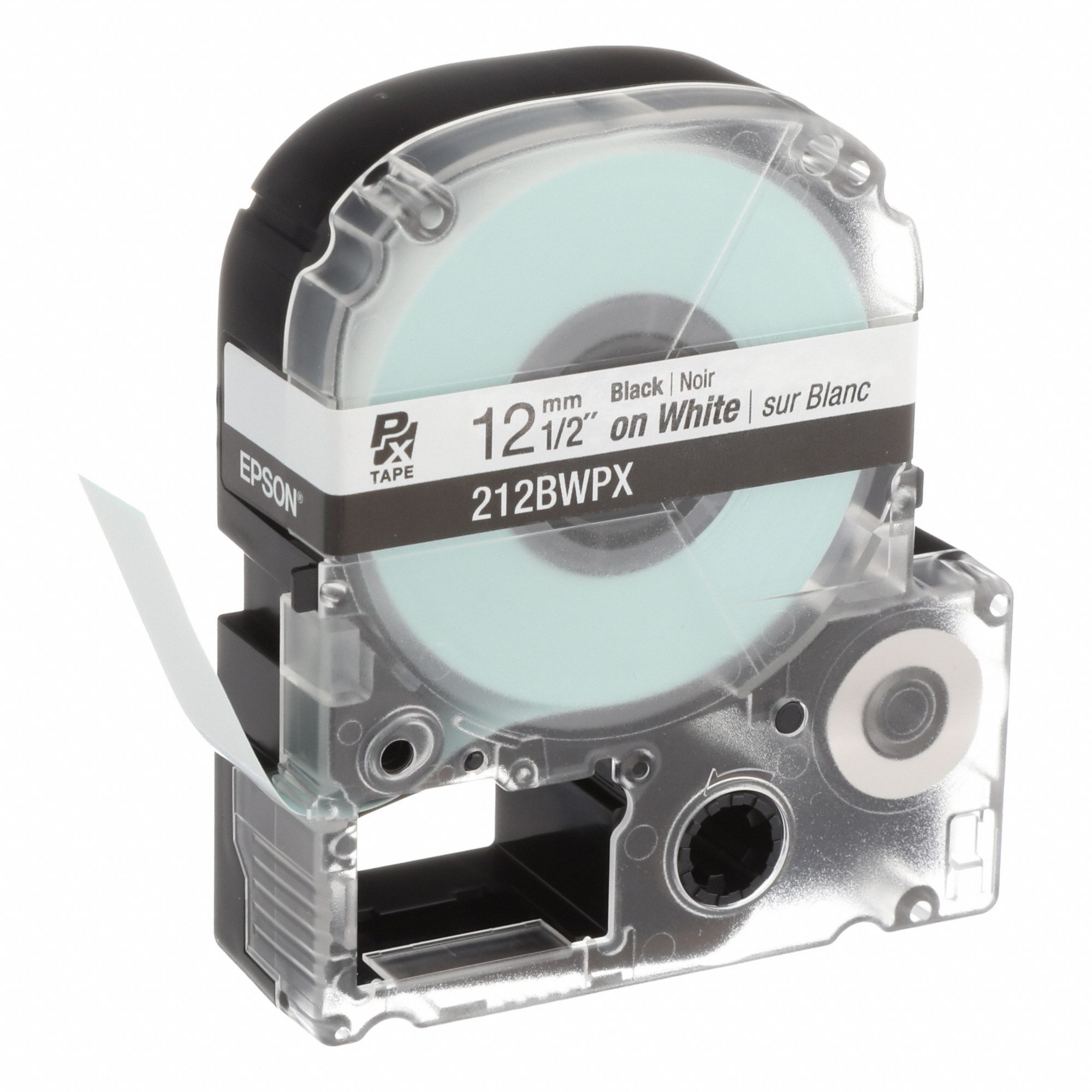 ETIQ ADHESIVE 12MM X 9,1M NR/BLNC