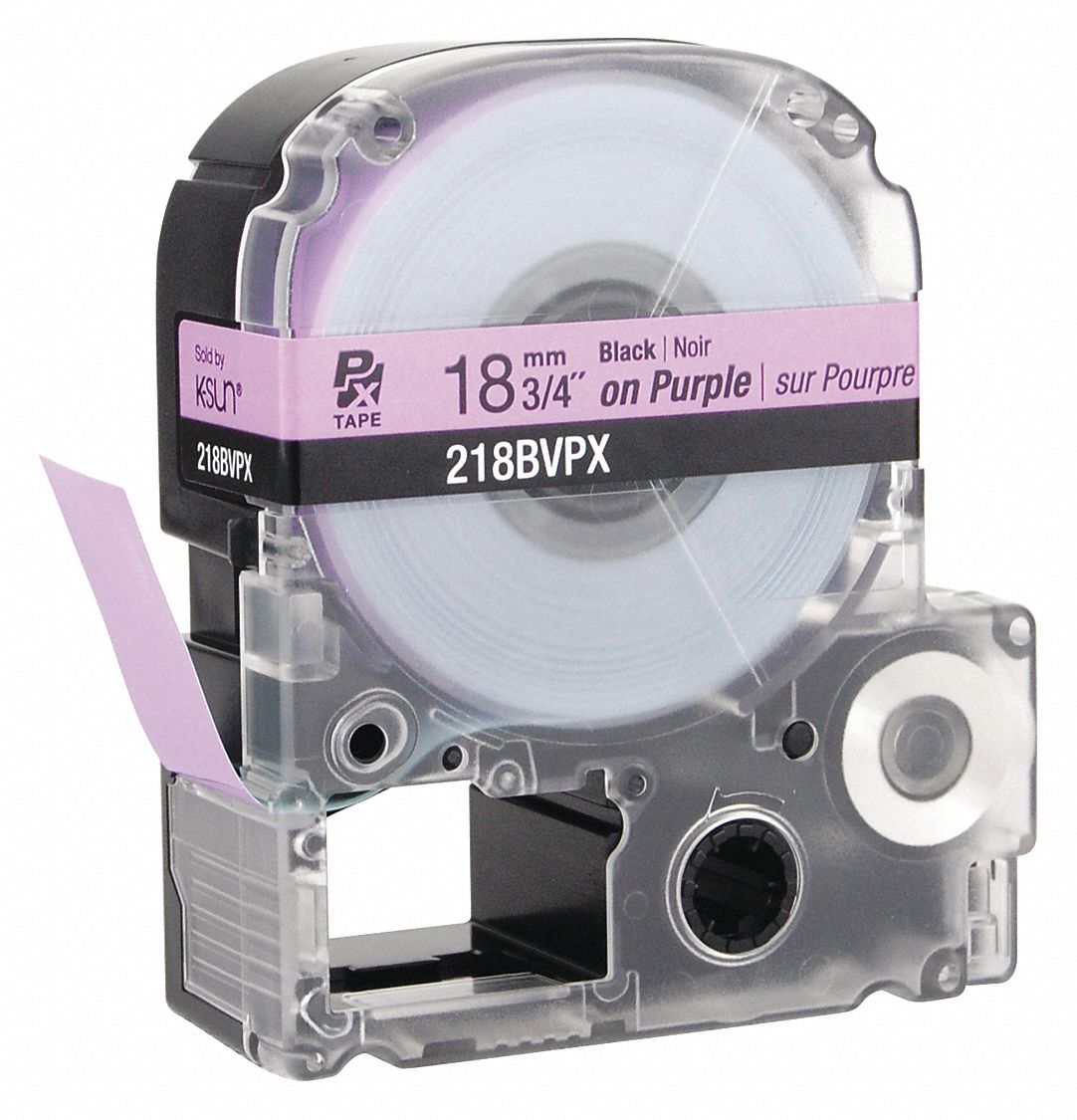 Combined Label and Ribbon Cartridge: 3/4 in x 30 ft, PET, Violet (Gloss), Indoor/Outdoor