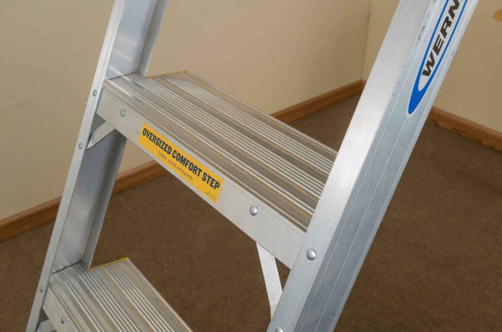 WERNER Aluminum Attic Ladder, 7 ft 11 in to 10 ft 3 in Ceiling Height