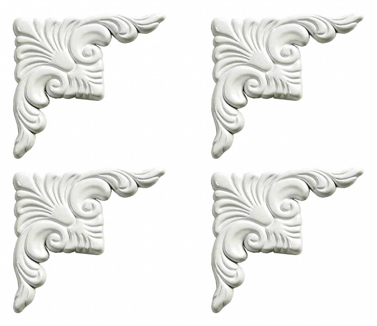 MIRREDGE Corner Plates White, Dove White, Plastic, 1/4 in Ht, 3 1/2 in