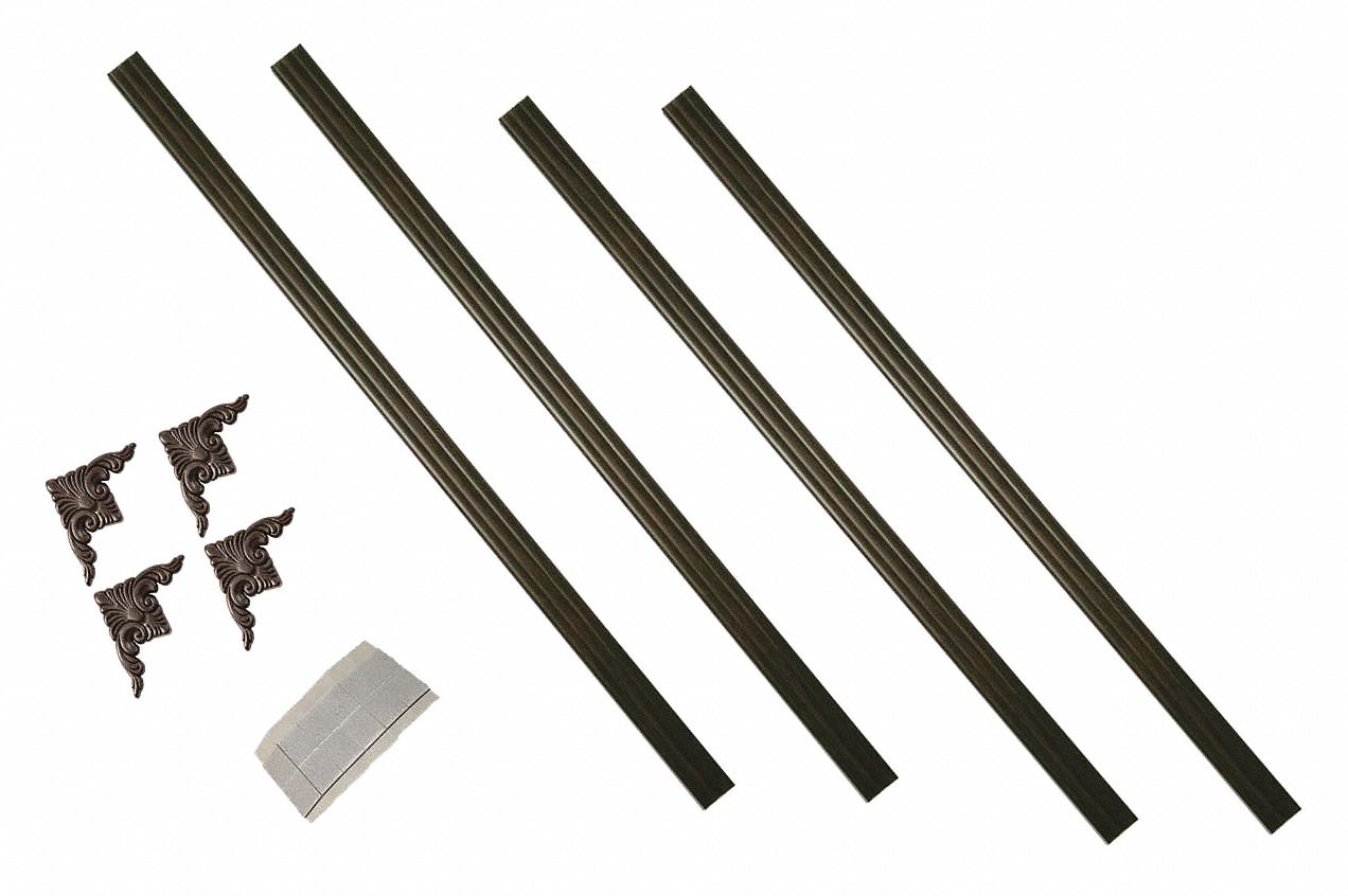 Mirror Installation Kit: 1 1/2 in x 60 in x 1/4 in, Polymer Plastic, Wood Grain