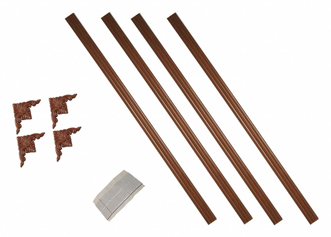 Mirror Installation Kit: 1 1/2 in x 60 in x 1/4 in, Polymer Plastic, Wood Grain, Royal Oak