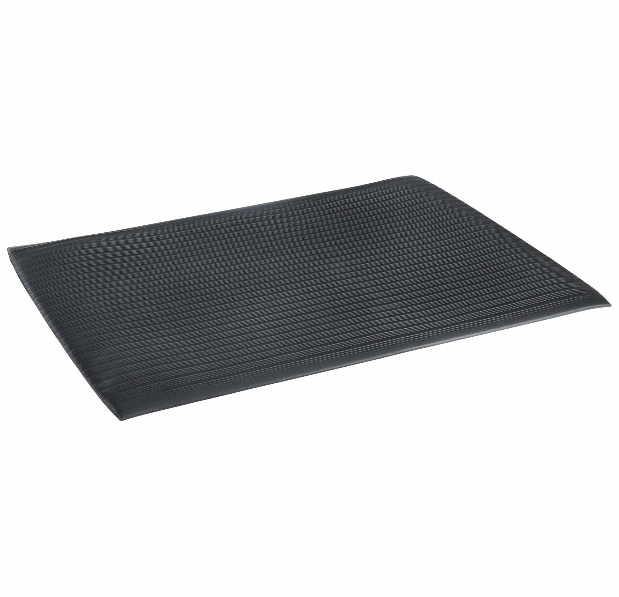 TAPIS ANTIFATIGUE, NON ANTIMICROBIEN, NOIR, ÉPAISSEUR ⅝ PO, TUYAU EN VINYLE/MOUSSE PVC, 4 X 3 PI, BISEAUTÉ, RECTANGLE