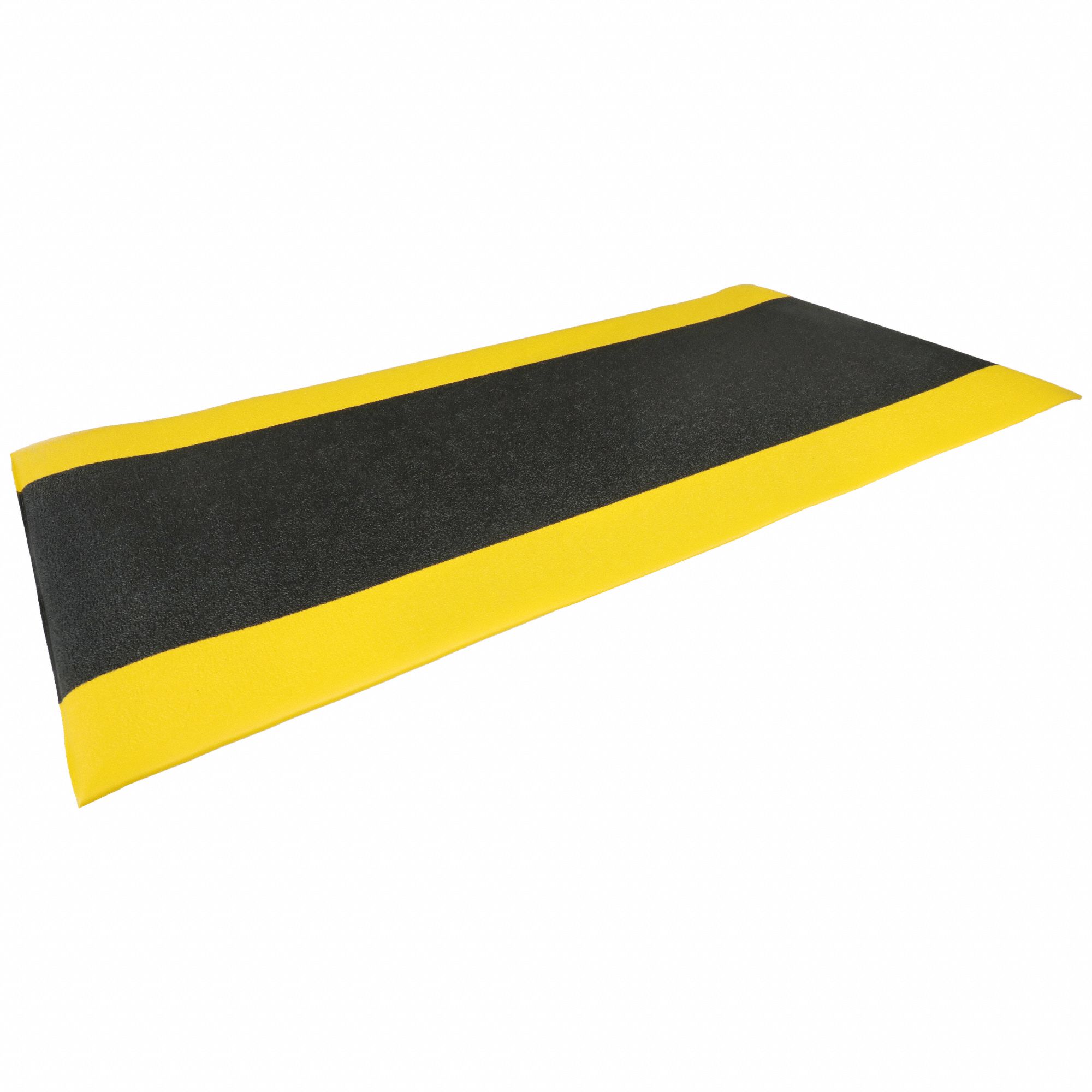 ANTIFATIGUE MAT, PEBBLE, 2 X 4 FT, ⅜ IN THICK, BLACK/YELLOW BORDER, PVC FOAM, BEVELED