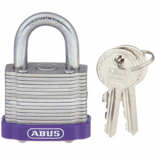 ABUS, Keyed Alike, Steel, Keyed Padlock 45WP4841/40 KA PURPLE Grainger