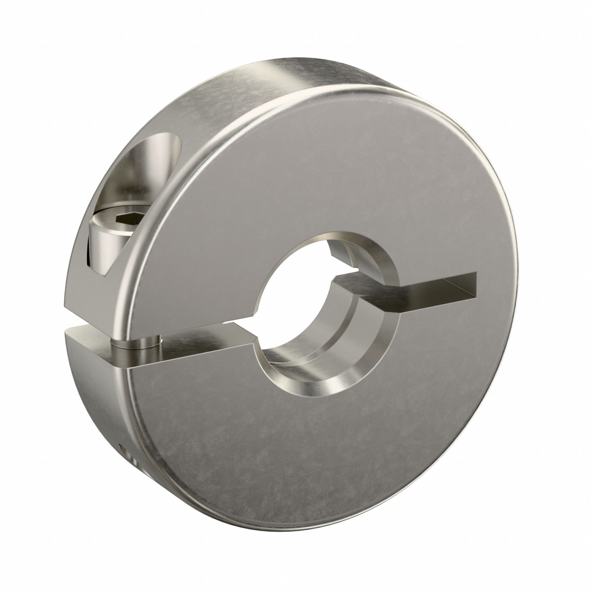 Shaft Collar: 1-Piece, Metric with Inch Bore, Round, Clamp On, 1/4 in Bore Dia