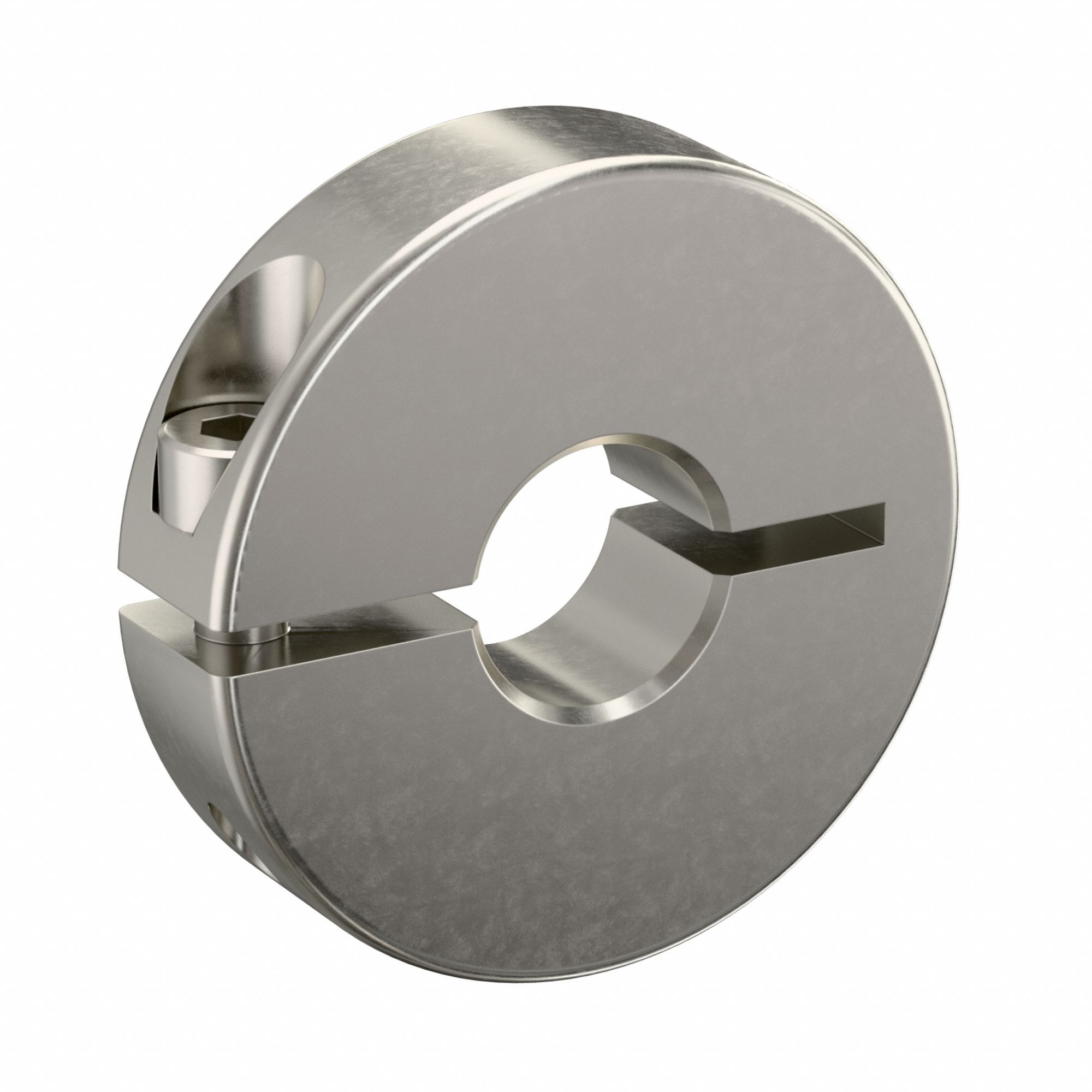Shaft Collar: 1-Piece, Metric with Inch Bore, Round, Clamp On, 3/8 in Bore Dia