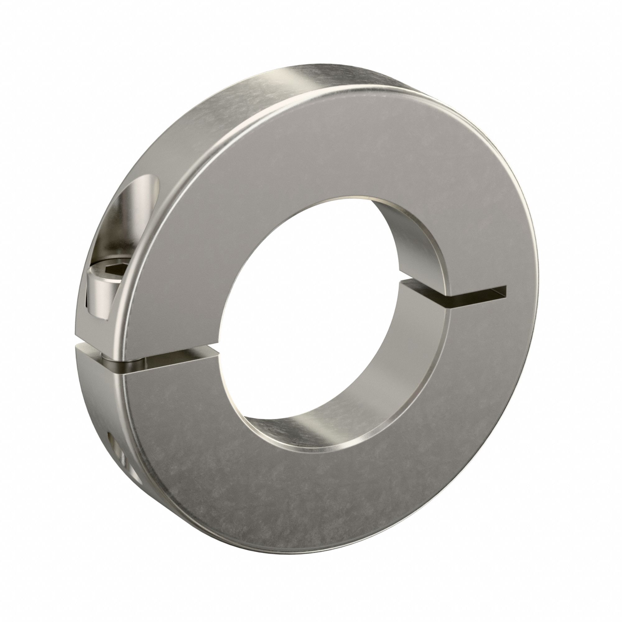 Shaft Collar: 1-Piece, Metric with Inch Bore, Round, Clamp On, 12 mm Collar Wd