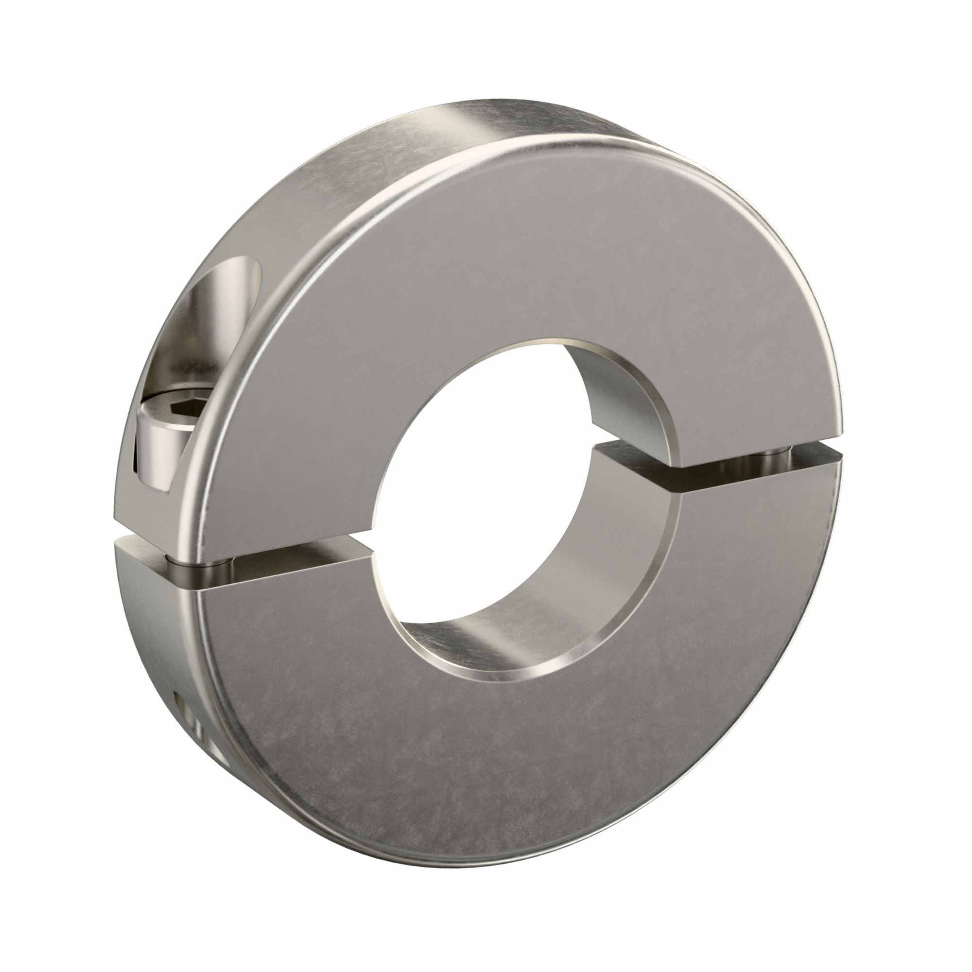 Shaft Collar: 2-Piece, Metric, Round, Clamp On, 20 mm Bore Dia, 10 mm Collar Wd