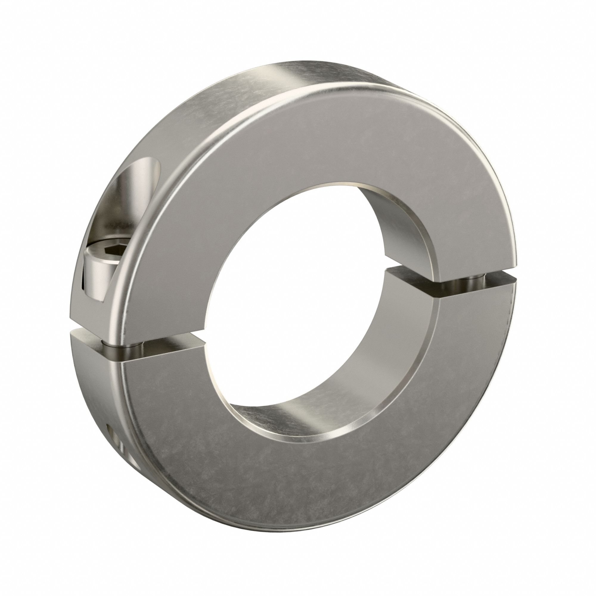 Shaft Collar: 2-Piece, Metric, Round, Clamp On, 25 mm Bore Dia, 10 mm Collar Wd