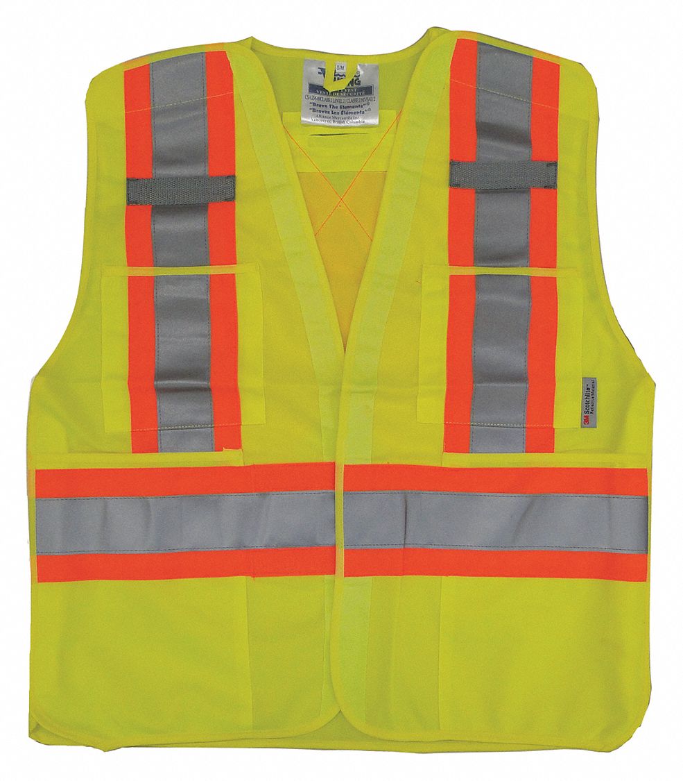 GILET DE SÉCURITÉ,ANSI CLASSE 2,G/TG,VRT,DOS EN MAILLE/POLYESTER,FERMETURE AUTOAGRIPPANTE