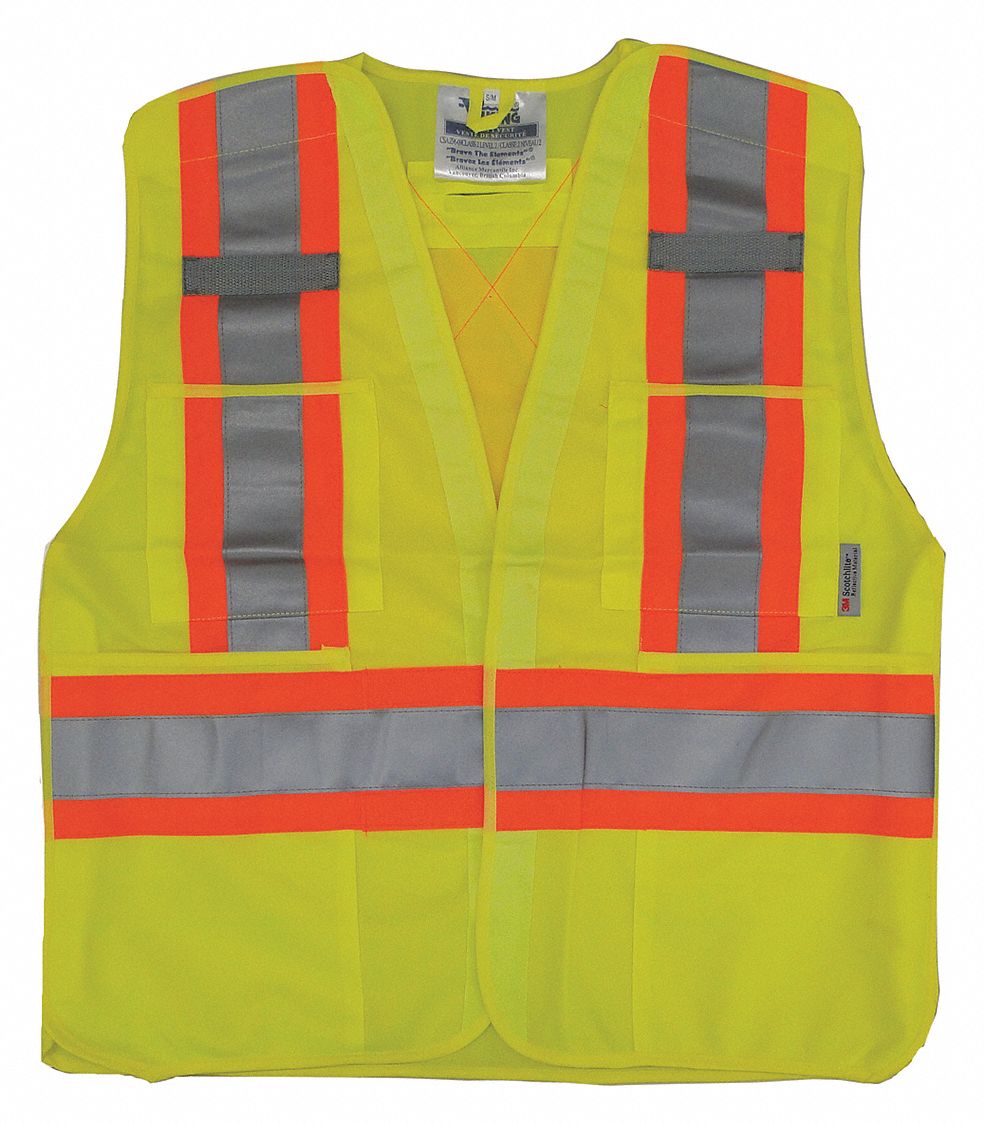 SAFETY VEST, ANSI CLASS 2, L/XL, GREEN, MESH BACK/POLYESTER, HOOK & LOOP