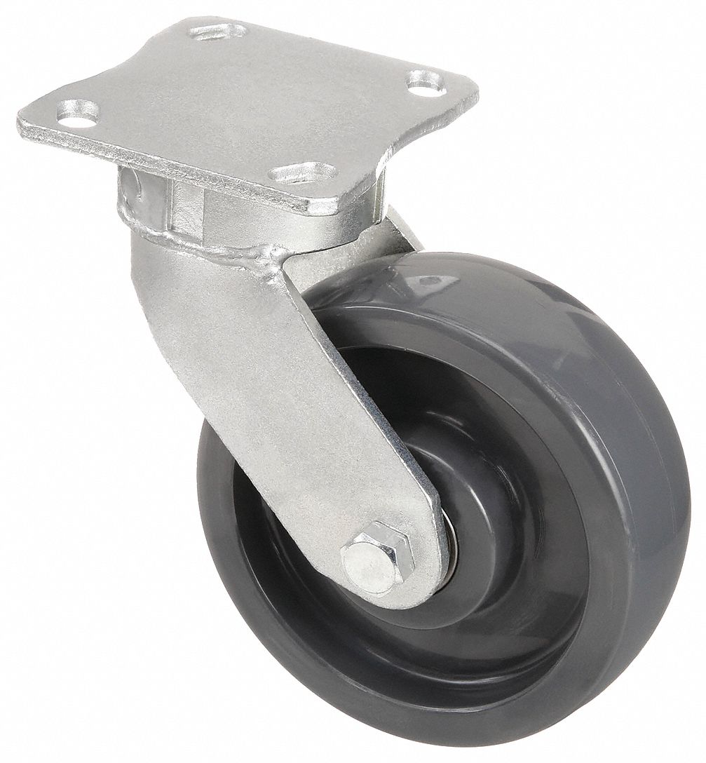 KINGPINLESS PLATE CASTER, 6 IN WHEEL DIAMETER, 720 LB, 7½ IN MOUNTING H, NYLON, HARD