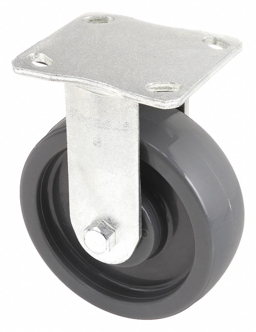 KINGPINLESS PLATE CASTER, 6 IN WHEEL DIAMETER, 720 LB, 7½ IN MOUNTING H, NYLON, HARD