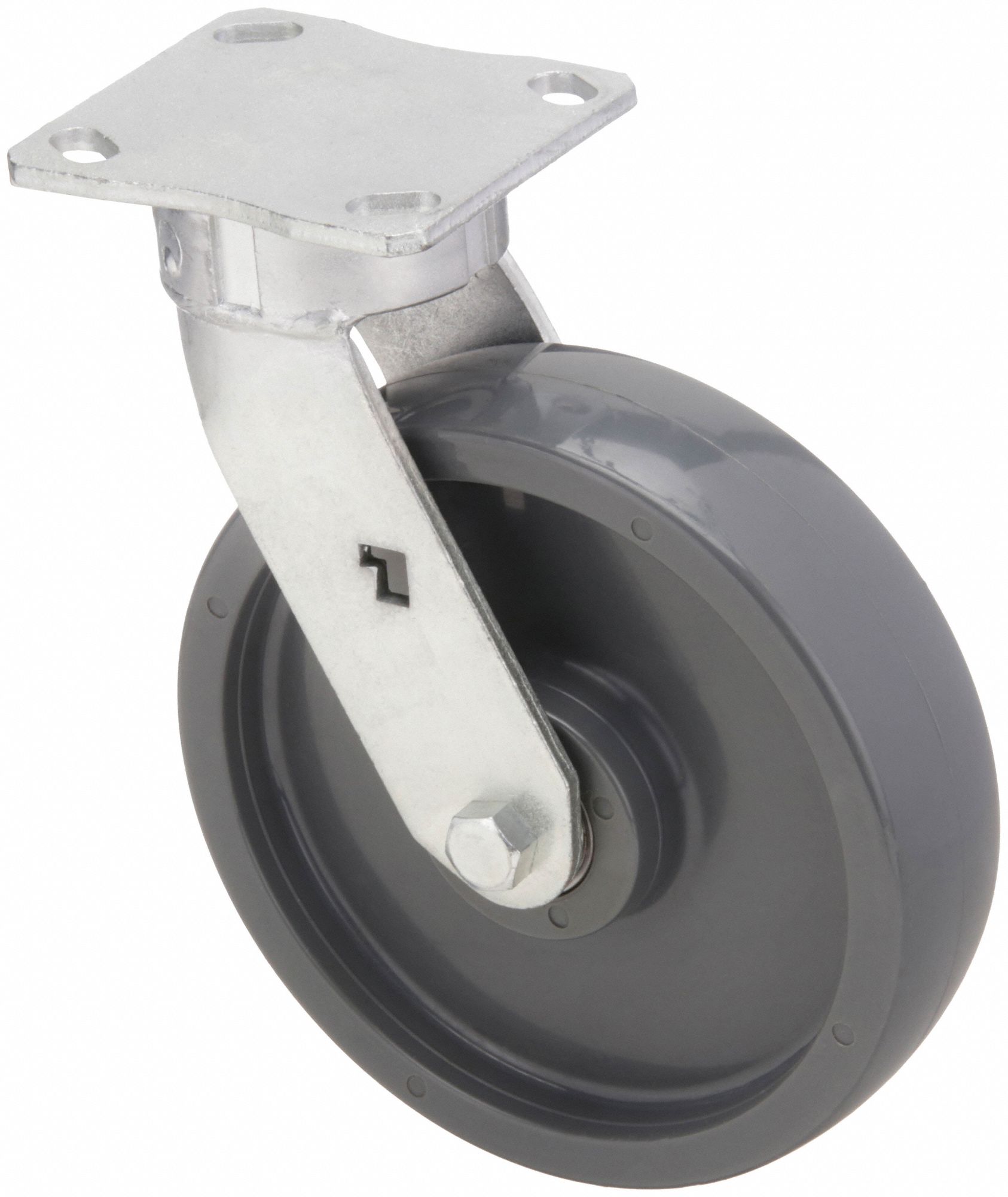 KINGPINLESS PLATE CASTER, 8 IN WHEEL DIAMETER, 880 LB, 10⅛ IN MOUNTING H, NYLON