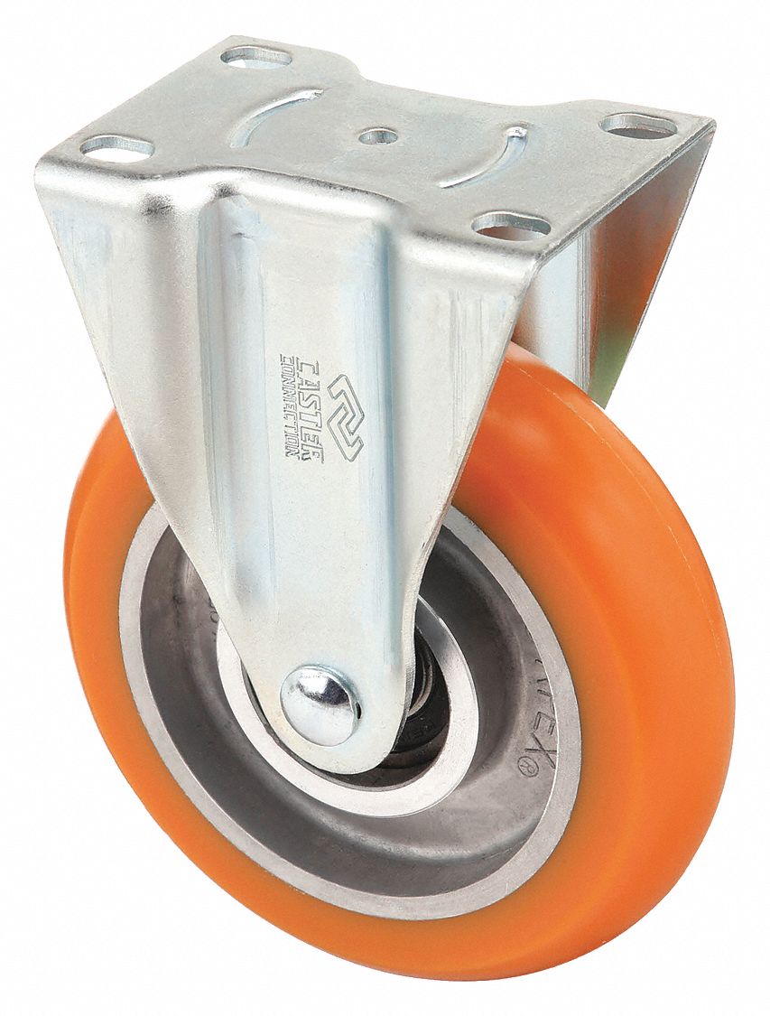 STANDARD PLATE CASTER, 5 IN WHEEL DIAMETER, 450 LB, 6¼ IN MOUNTING H, RIGID CASTER