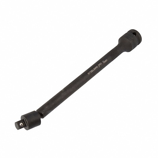 Impact Socket Extension: 1/2 in Input Drive Size, 3/8 in Output Drive Size, Black Oxide