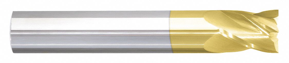 Square End Mill: Carbide, TiN Coated, 4 Flute, 5/8" Mill Dia, 3/4" LOC, 3" OAL
