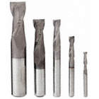 END MILL SET, 2 FLUTES, 5 PIECES, ⅛ IN SMALLEST MILL DIAMETER, TICN FINISH
