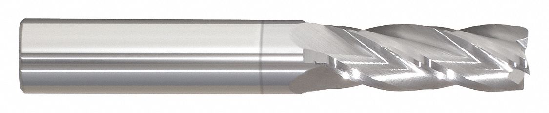 Square End Mill: Carbide, TiCN Coated, 4 Flute, 5/32" Mill Dia, 9/16" LOC, 2" OAL
