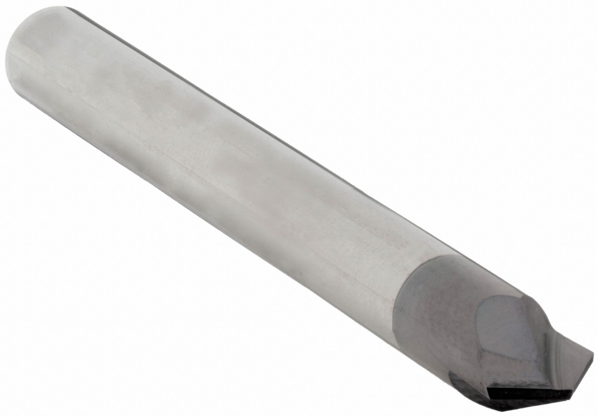 Chamfer Mill: Carbide, AlTiN Coated, 2 Flute, 90°, 1/4" Mill Dia, 2-1/2" OAL