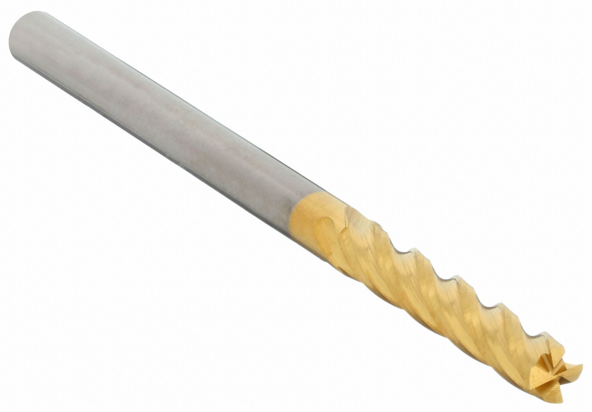 Square End Mill: Carbide, TiN Coated, 4 Flute, 3/16" Mill Dia, 3/4" LOC, 2-1/2" OAL