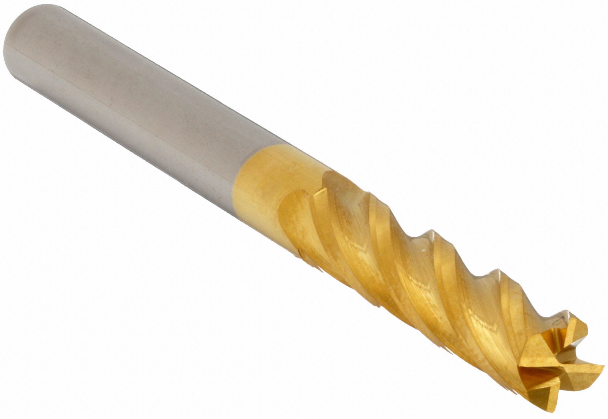 Square End Mill: Carbide, TiN Coated, 4 Flute, 7/16" Mill Dia, 2" LOC, 4" OAL