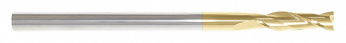 Square End Mill: Carbide, TiN Coated, 2 Flute, 5/16" Mill Dia, 1-1/2" LOC, 6" OAL