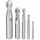 END MILL SET, 2 FLUTES, 5 PIECES, ⅛ IN SMALLEST MILL DIAMETER, BRIGHT FINISH