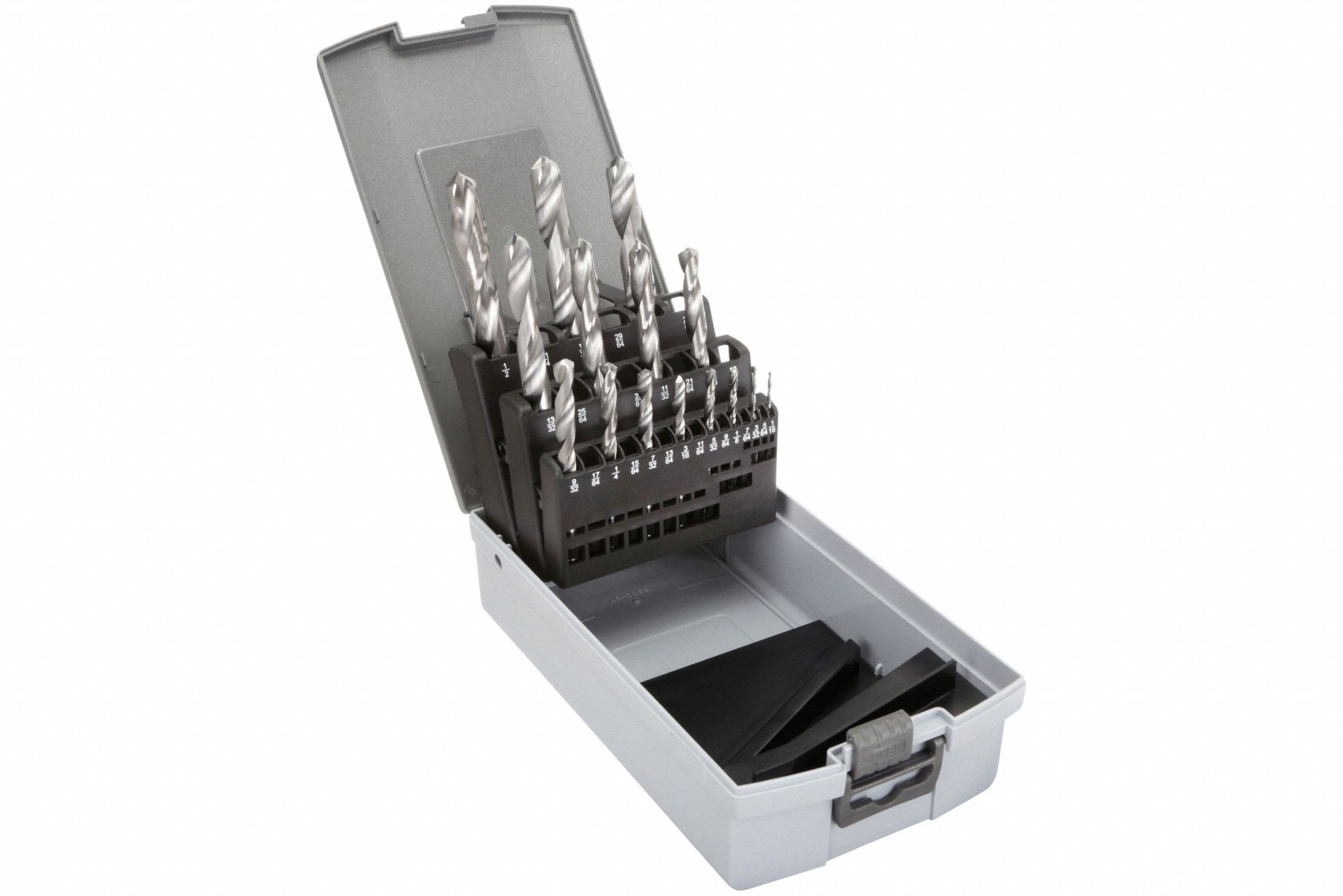Jobber Length Drill Bit Set: 15 Pc, 1/16" to 1/2" by 32nds, 118° 4-Facet Point