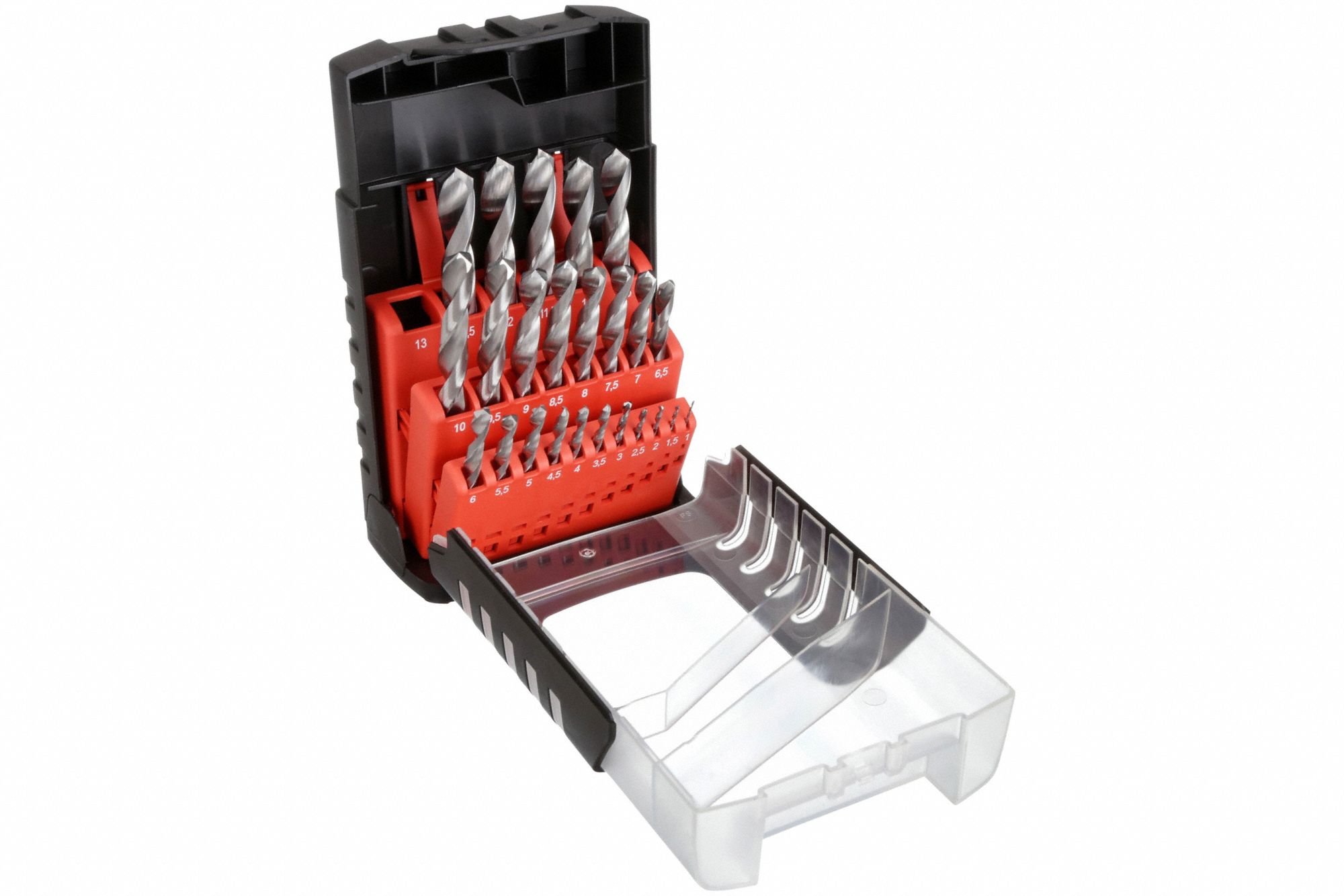 Jobber Length Drill Bit Set: 24 Pc, 1 mm to 12.5 mm by 0.5 mm, 118° 4-Facet Point