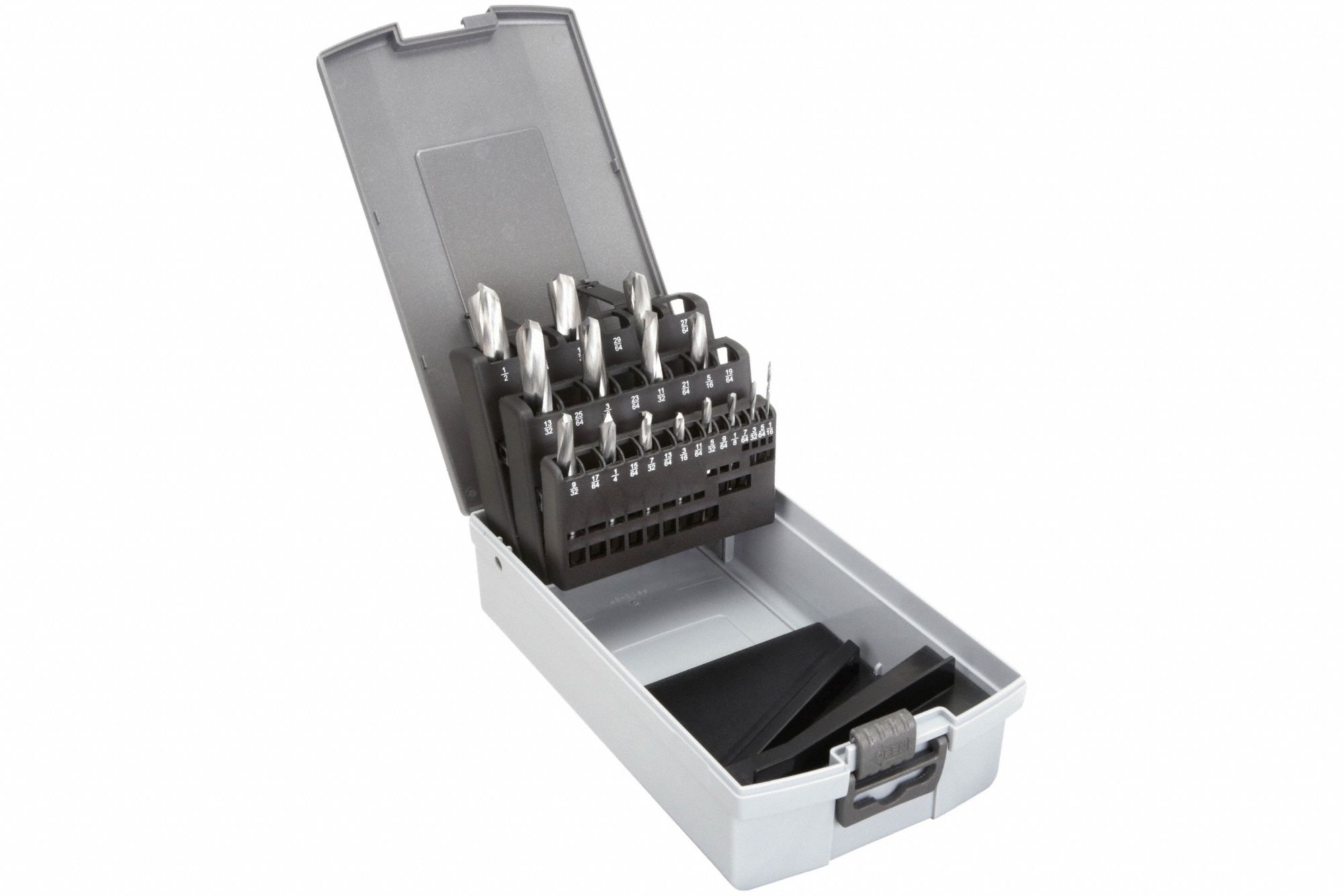 Screw Machine Drill Bit Set: 15 Pc, 1/16" to 1/2" by 32nds, 135° 4-Facet Point