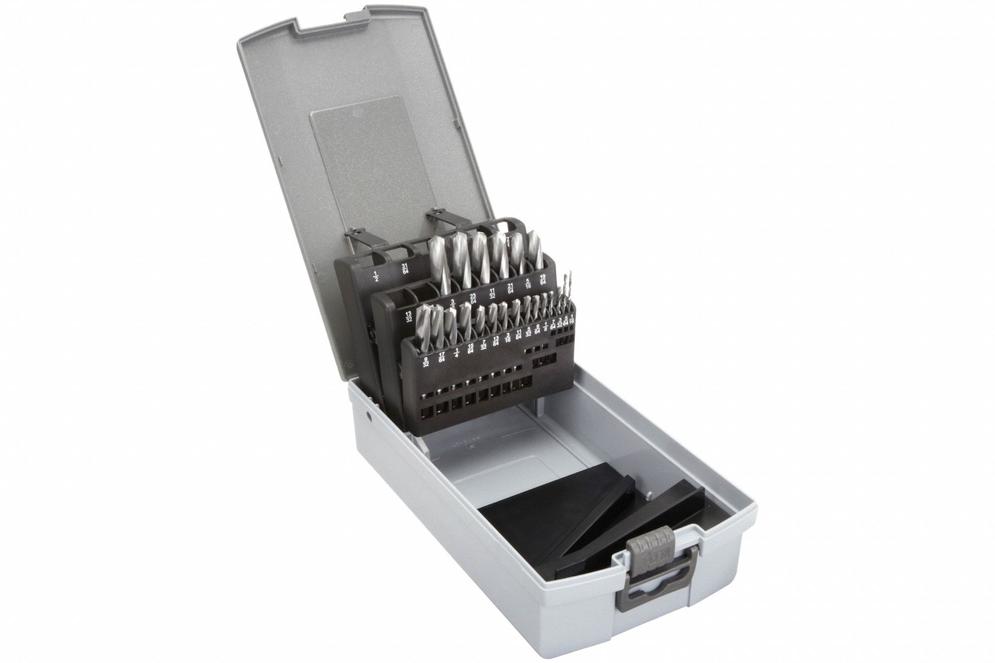 Screw Machine Drill Bit Set: 21 Pc, 1/16" to 3/8" by 64ths, 135° 4-Facet Point