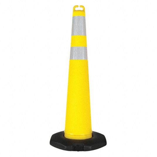 GRAINGER APPROVED Traffic Cone, 42 in Cone Height, Yellow, Polyethylene